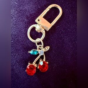 Dazzling Sparkle Gold Cherry Keychain or Zipper Pull